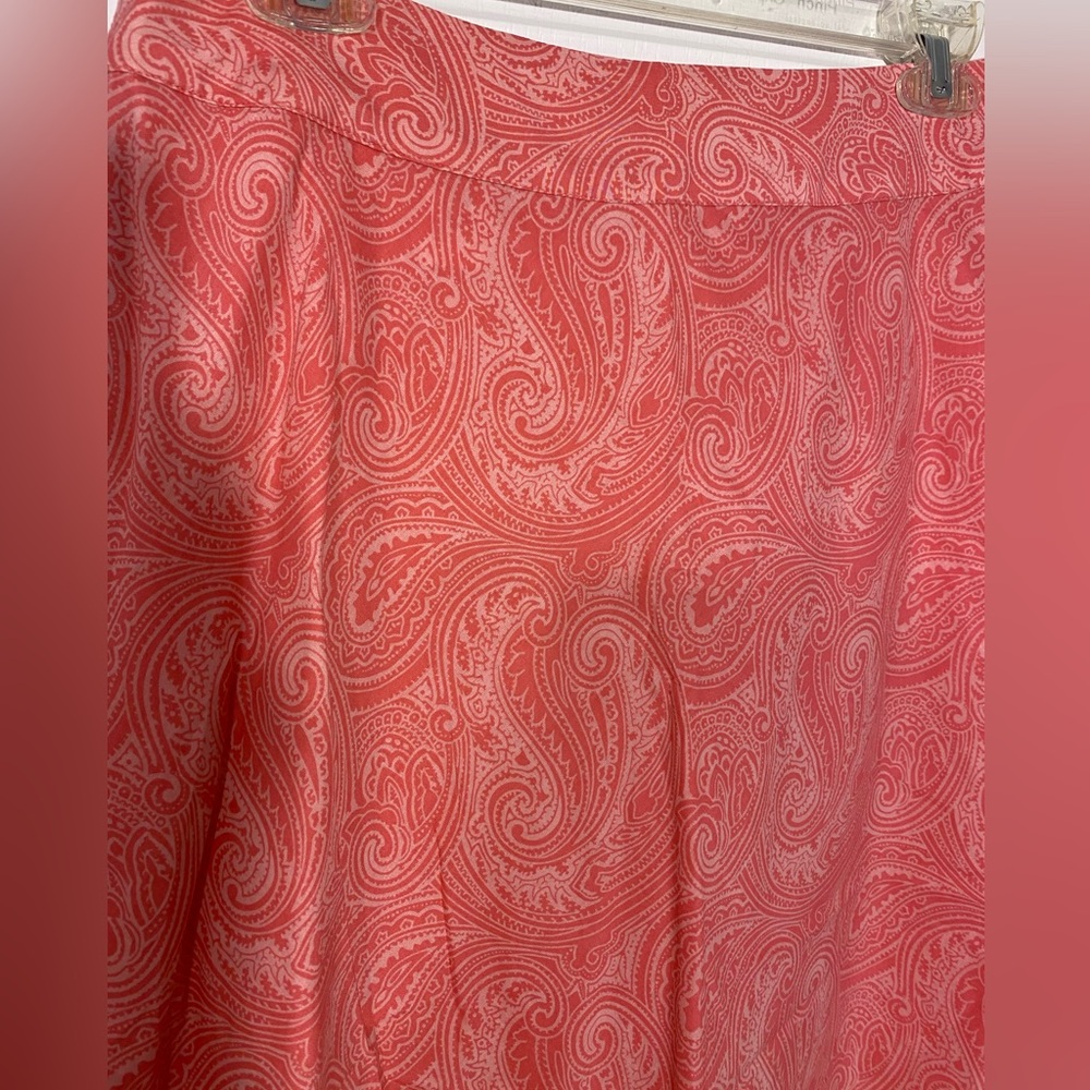 Jones NY Paisley A Line Knee Length Cotton Skirt Pink Size 4 - Picture 3 of 4